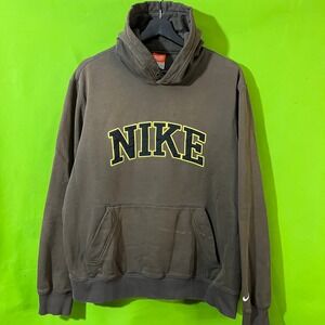 Nike Athletic Dept Hoodie Brown Yellow Arched Logo Mens Large Vintage Style